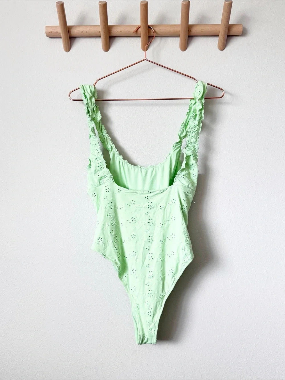 Frankie's Bikinis Light Green Eyet Lace, Lace-Up One-Piece Swimsuit